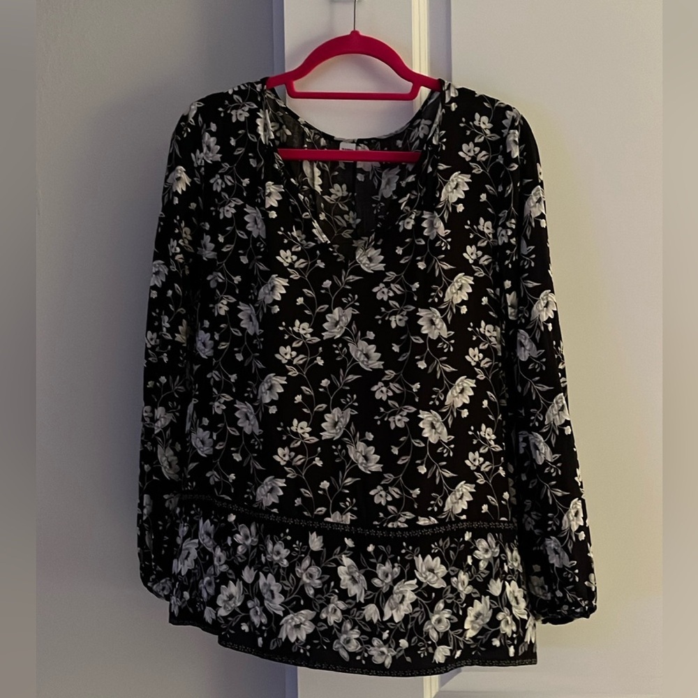Old Navy Black Floral Blouse